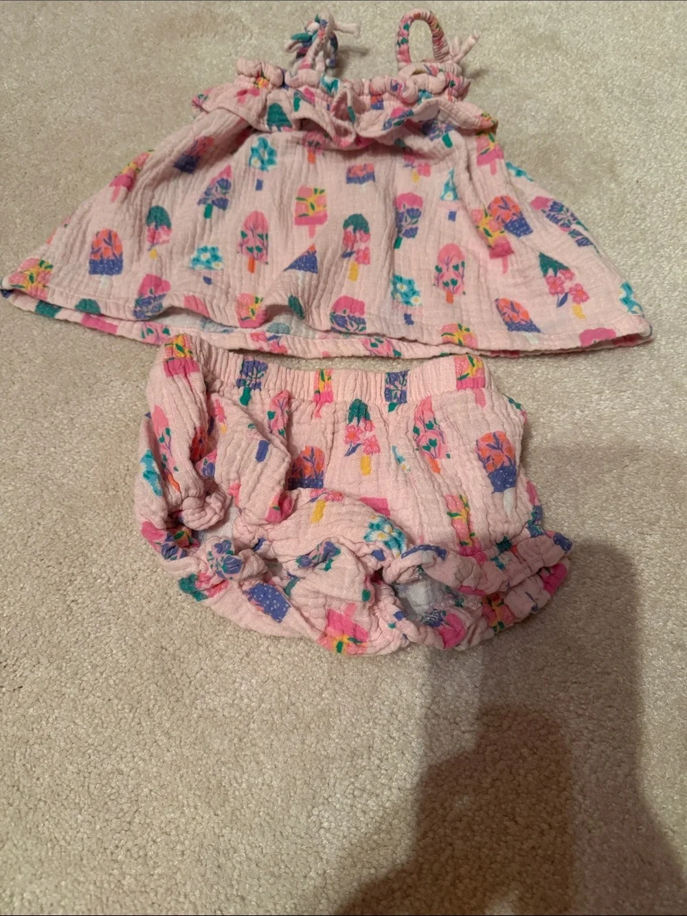 Angel Dear Pink Floral & Ice Cream Print Diaper Cover Set